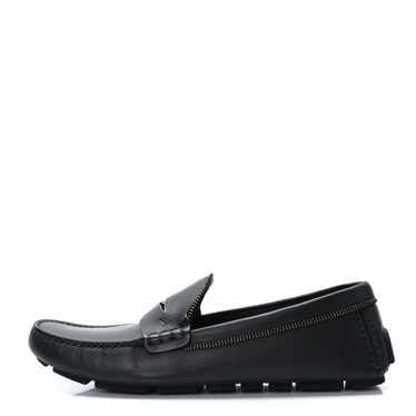 LOUIS VUITTON Calfskin Mens Shade Car Loafers 8 Black 